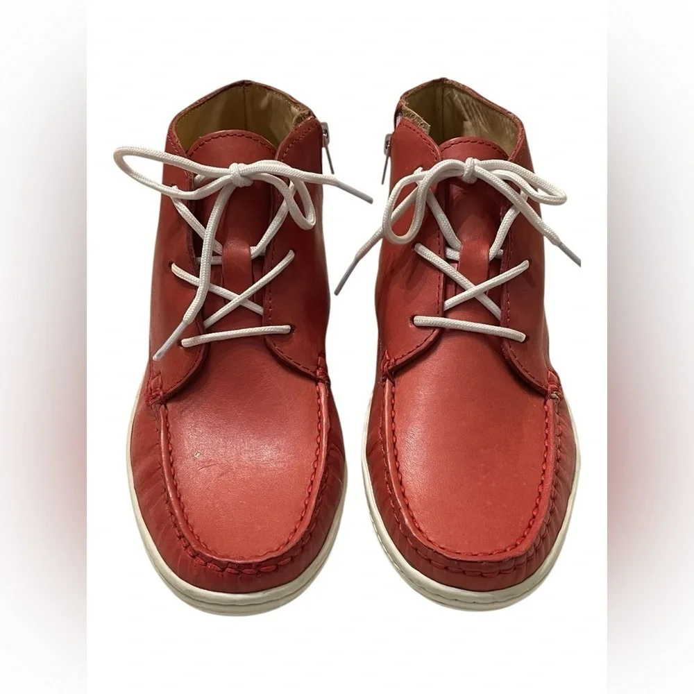 Marc Joseph | Brownish Red Grainy Leather Preppy High Top Bootie Kids Unisex Sz5